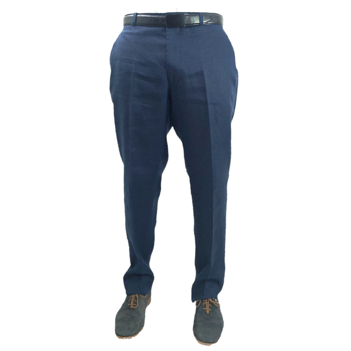 Pantalón de Lino MODELO OPC-P1 100% Lino, Color Azul Marino.